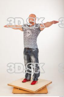 Whole body modeling reference blue jeans gray tshirt 0018